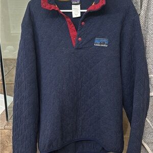Patagonia Organic Cotton Blue Jacket with Red Accents
